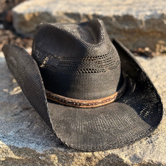 SCALA by Dorfman Unisex Black Straw Cowboy style Hat size large/Xlarge - Picture 15 of 16